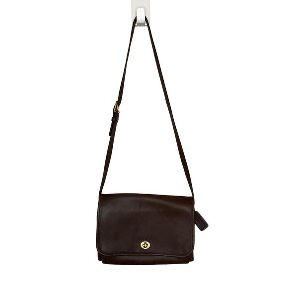 Vintage COACH 9812 Ridgefield Flap Bag Dark Brown Full-grain Leather Excellent - Picture 3 of 16